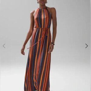 WHBM striped halter maxi dress